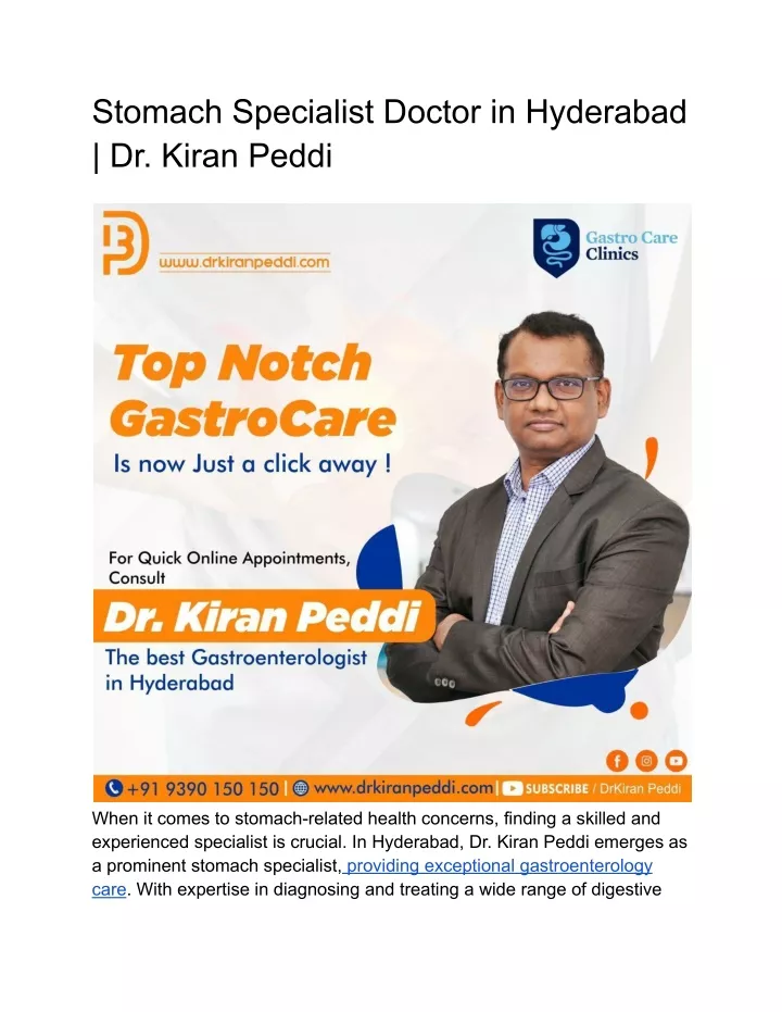stomach specialist doctor in hyderabad dr kiran