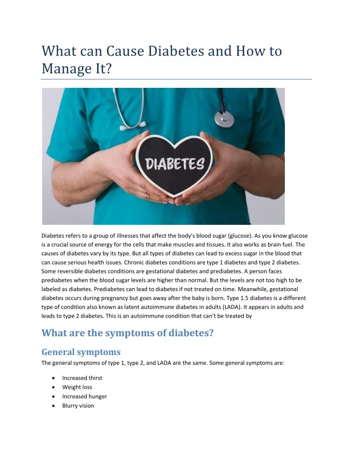 what can cause diabetes and how to manage it