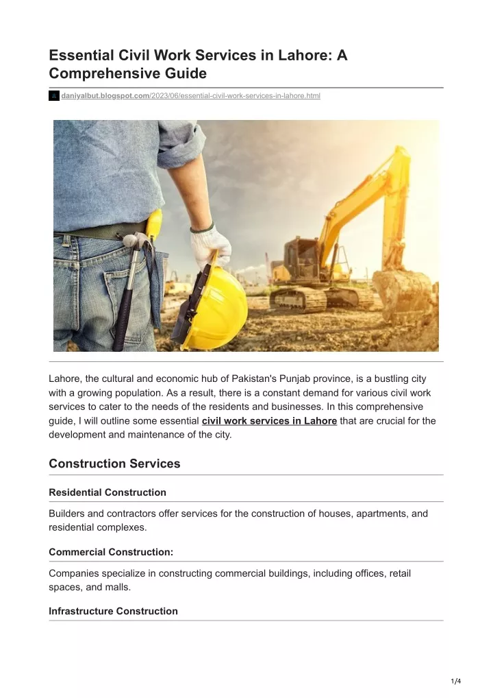 essential civil work services in lahore