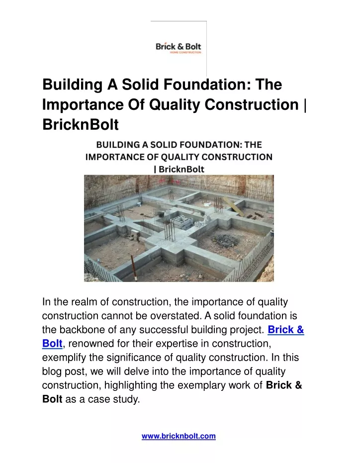 building a solid foundation the importance of quality construction bricknbolt