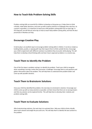 how to teach kids problem solving skills
