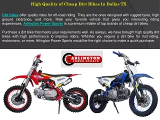 High Quality of Cheap Dirt Bikes In Dallas TX