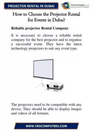 projector rental in dubai