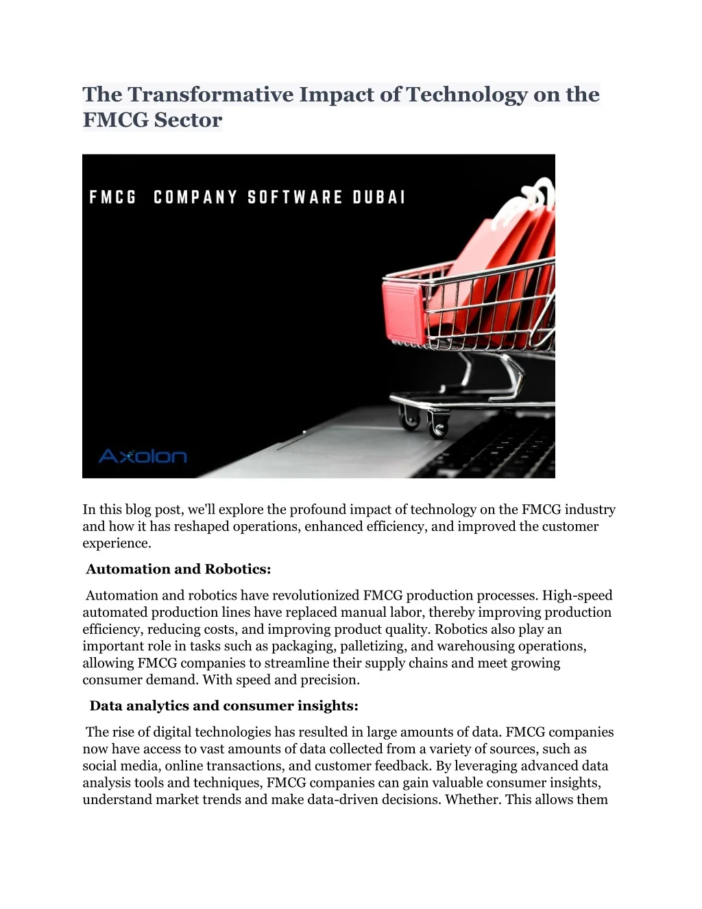 PPT - The Transformative Impact of Technology on the FMCG Sector ...