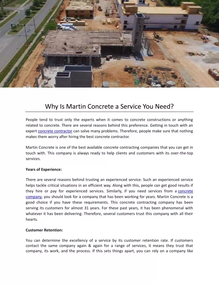 why is martin concrete a service you need