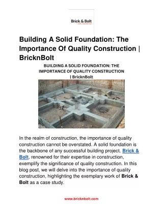 building a solid foundation the importance