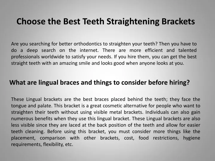 choose the best teeth straightening brackets