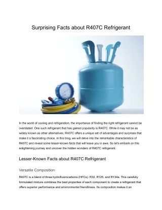 Surprising Facts about R407C Refrigerant