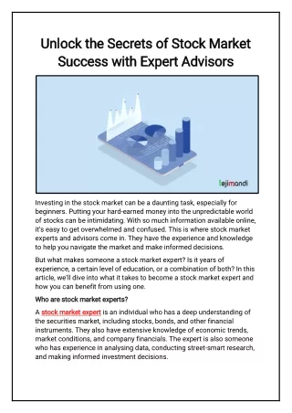 Unlock the Secrets of Stock Market Success with Expert Advisors