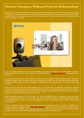 want to purchase a webcam test the webcam first