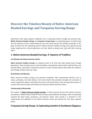 Experience the Beauty of Native American Beaded Earrings