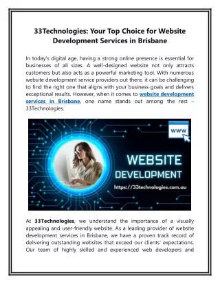 33Technologies - Your Top Choice for Website Development Services in Brisbane