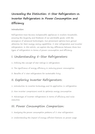 Refrigerators Power Consumption and Efficiency