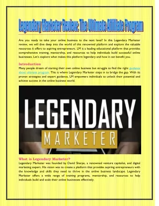 Legendary Marketer Review The Ultimate Affiliate Program