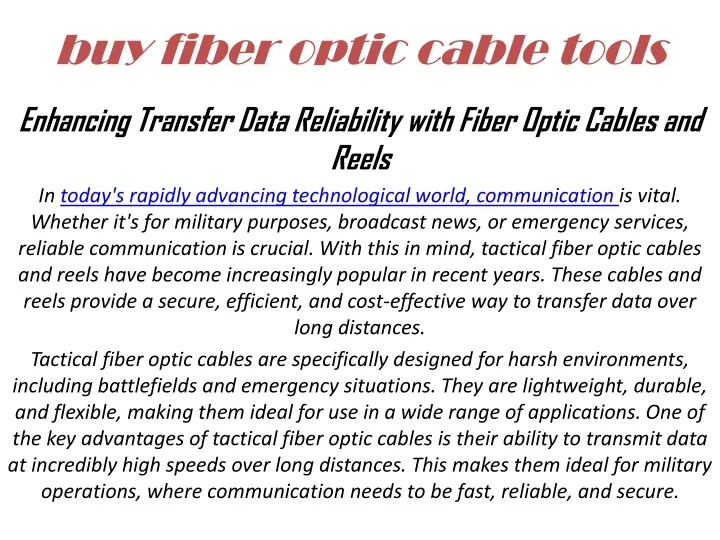 buy fiber optic cable tools
