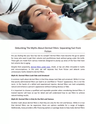 Debunking The Myths About Dermal Fillers