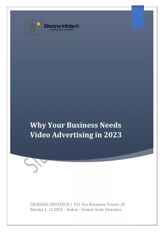Silwana Infotech - Why Your Business Needs Video Advertising in 2023