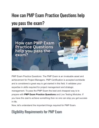 How can PMP Exam Practice Questions help you pass the exam?