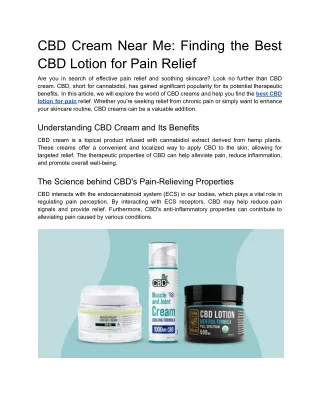 CBD Cream Near Me_ Finding the Best CBD Lotion for Pain Relief