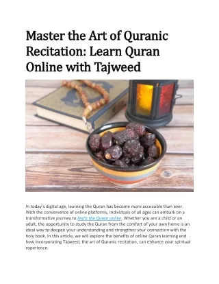 Master the Art of Quranic Recitation Learn Quran Online with Tajweed