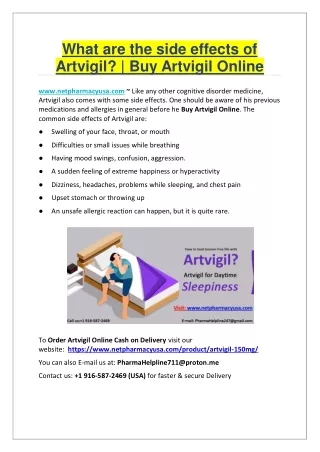 What are the side effects of Artvigil? | Buy Artvigil Online
