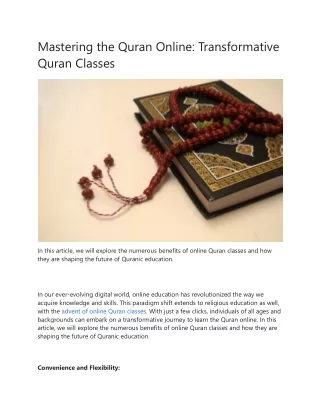 Mastering the Quran Online Transformative Quran Classes