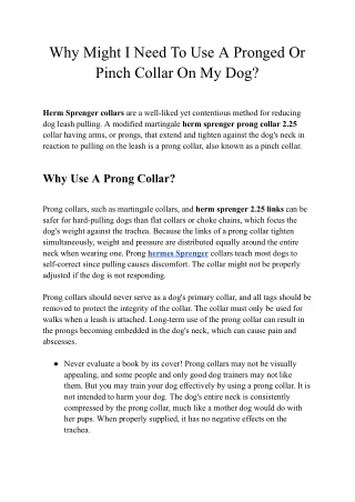 why might i need to use a pronged or pinch collar