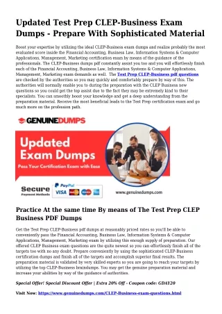 CLEP-Business PDF Dumps To Accelerate Your Test Prep Quest