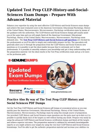 Critical CLEP-History-and-Social-Sciences PDF Dumps for Best Scores