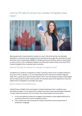 How Can PTE Help You Achieve Your Canadian Immigration Goals Faster?