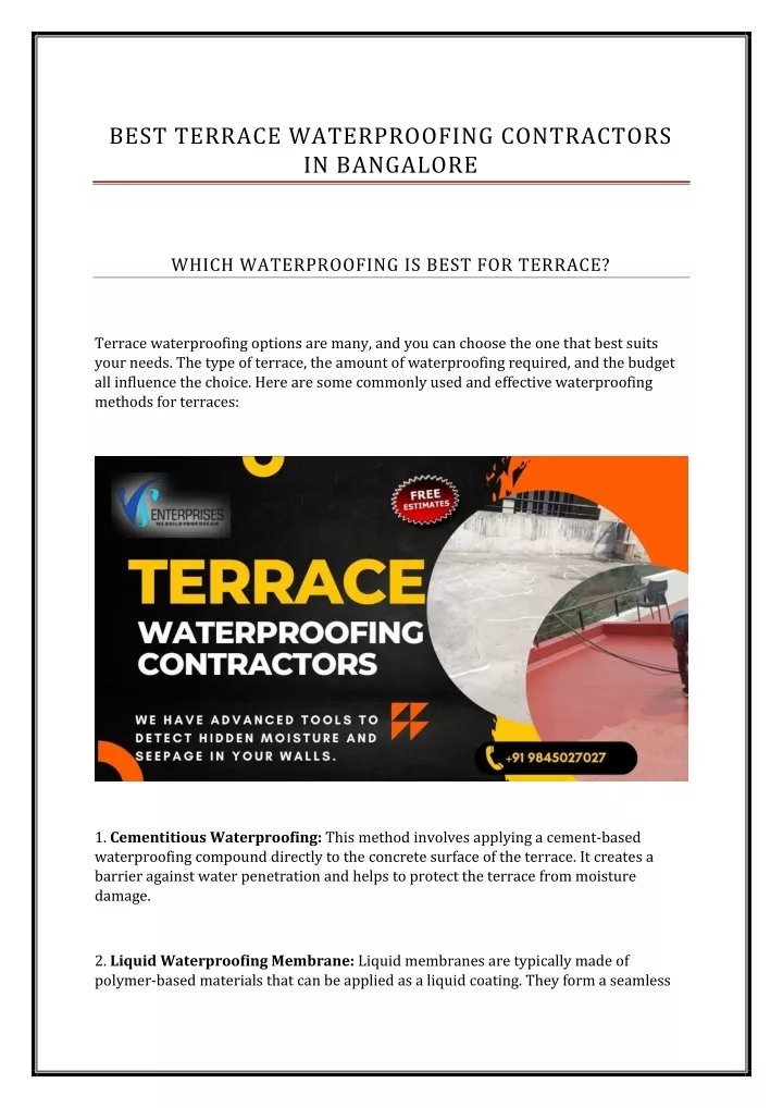 Waterproofing Solutions to Protect Walls and Terrace from Leakage