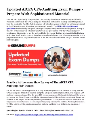 CPA-Auditing PDF Dumps The Ultimate Supply For Preparation