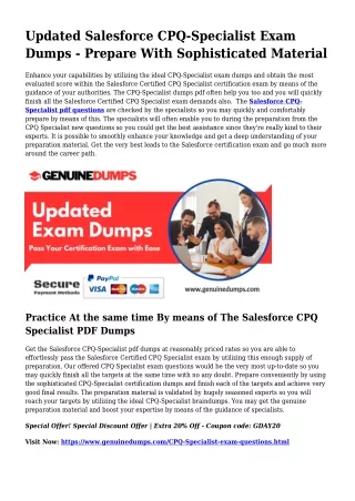 CPQ-Specialist PDF Dumps For Most effective Exam Good results