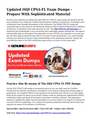 CPSA-FL PDF Dumps - iSQI Certification Produced Easy