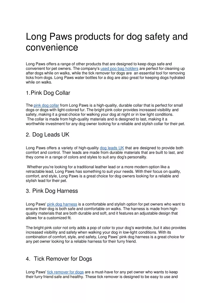 long paws products for dog safety and convenience
