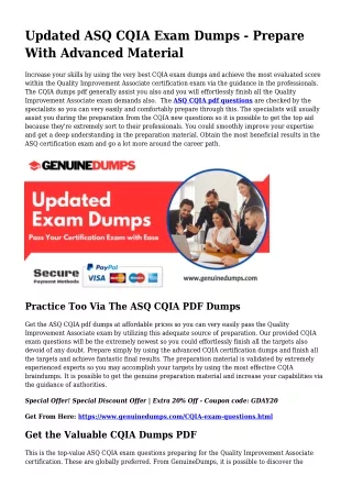 CQIA PDF Dumps For Most effective Exam Accomplishment