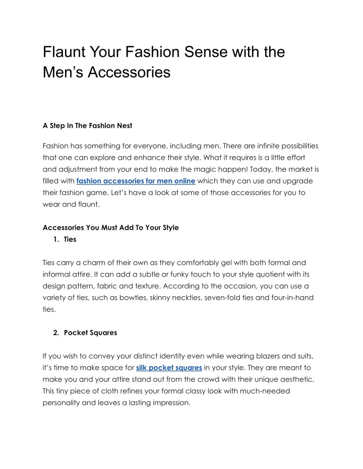  Men's accessories: Fashion