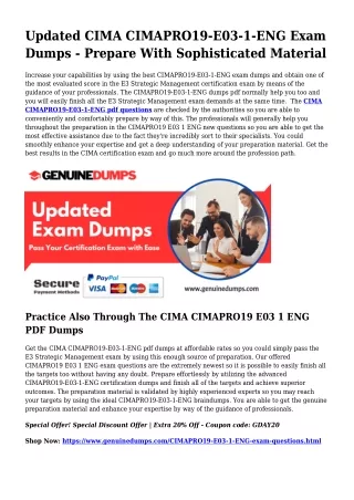 CIMAPRO19-E03-1-ENG PDF Dumps - CIMA Certification Made Easy