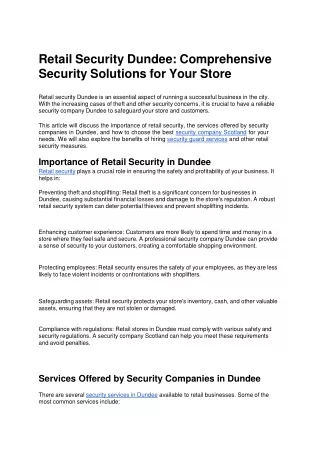 Retail Security Dundee