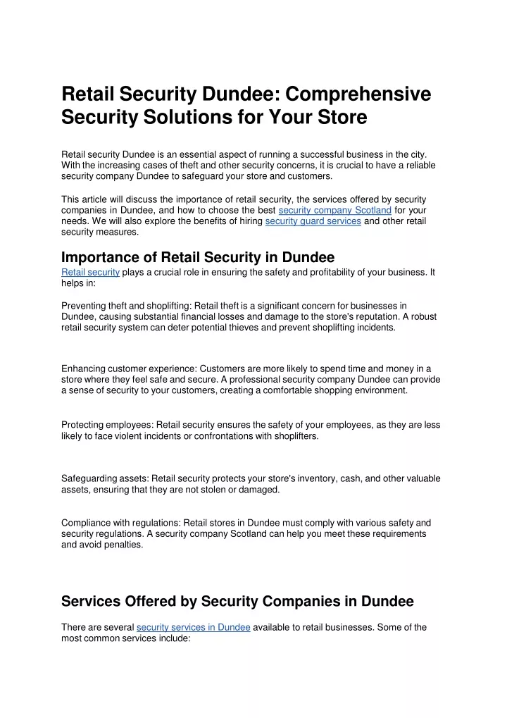 retail security dundee comprehensive security solutions for your store