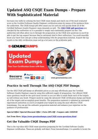 CSQE PDF Dumps To Quicken Your ASQ Journey