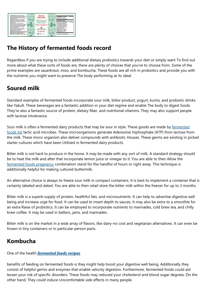 the history of fermented foods record