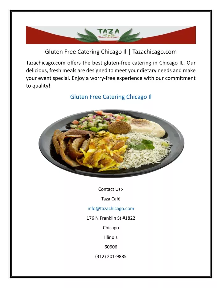 gluten free catering chicago il tazachicago com