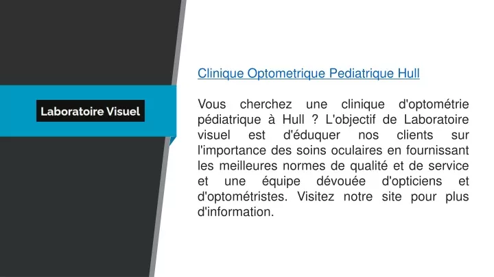 clinique optometrique pediatrique hull vous