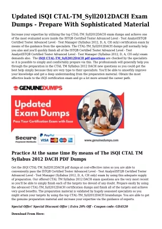 CTAL-TM_Syll2012DACH PDF Dumps - iSQI Certification Created Quick