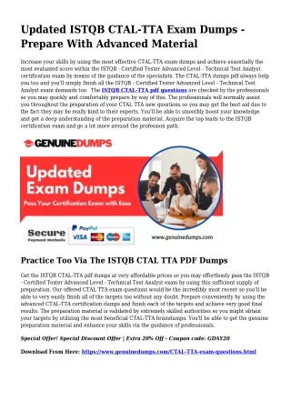 CTAL-TTA PDF Dumps The Best Supply For Preparation