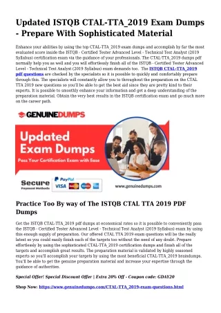 CTAL-TTA_2019 PDF Dumps For Ideal Exam Good results