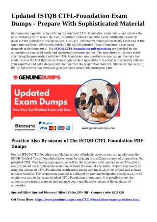 CTFL-Foundation PDF Dumps - ISTQB Certification Created Quick