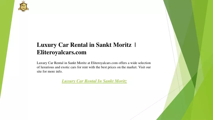 luxury car rental in sankt moritz eliteroyalcars