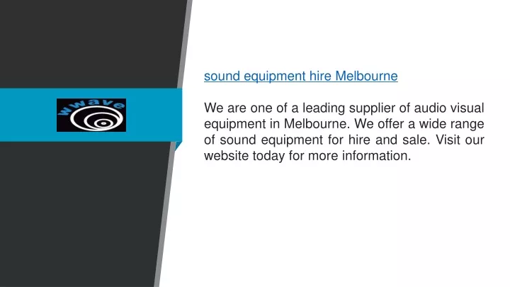 sound equipment hire melbourne